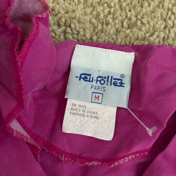 Hot Pink Silk Button Down Dress Vintage Feu Follez - Picture 6 of 12